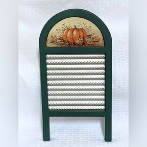 Tender Heart Treasures Green Washboard Wall Decor With Pumpkin Collectible